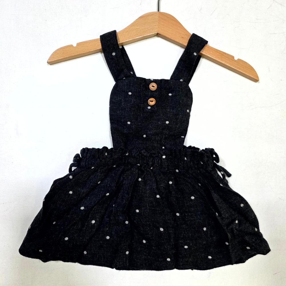 Zara Pinafore Dress Baby Girl 9-12 Months Dark Gray Embroidered Arrow Jumper